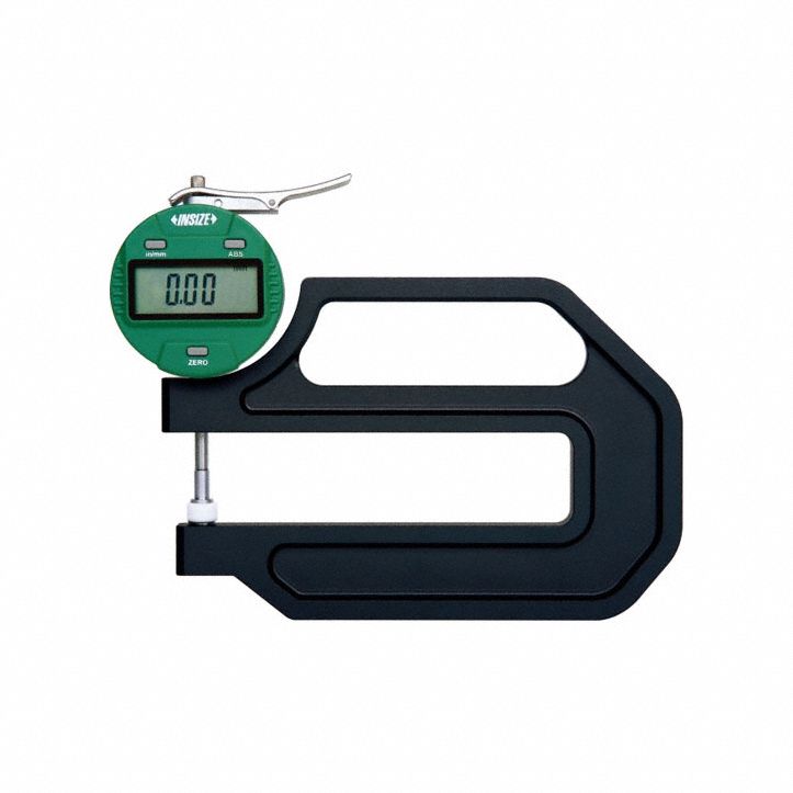 Thickness Gage: 0.00005 in to 0.4 in /0.001 mm to 10 mm, Inch/Metric, 4.724 in Throat Dp