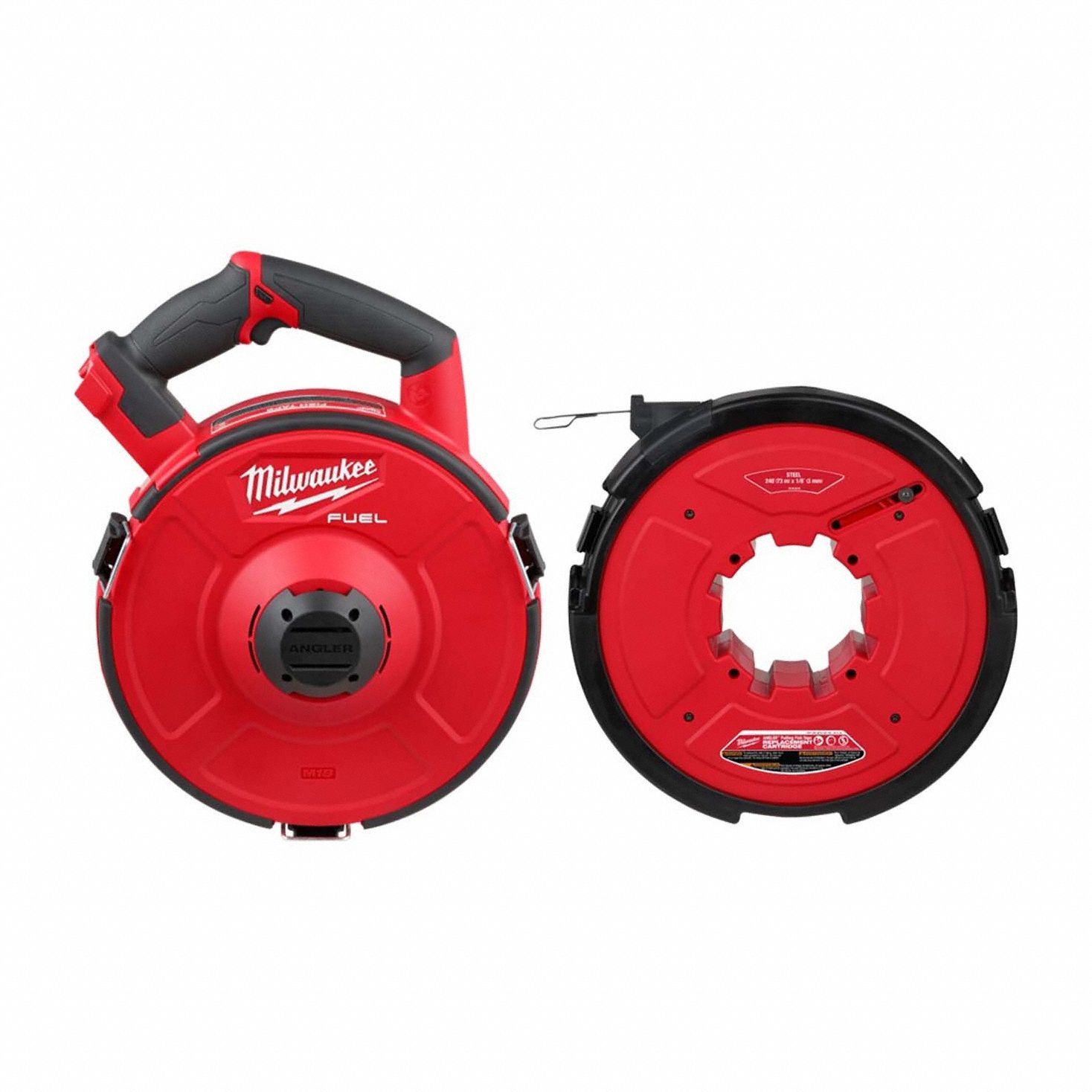 Fish Tape and Replacement Cartridge: ANGLER Series, M18, 240 ft Tape Lg, Steel, Bare Tool