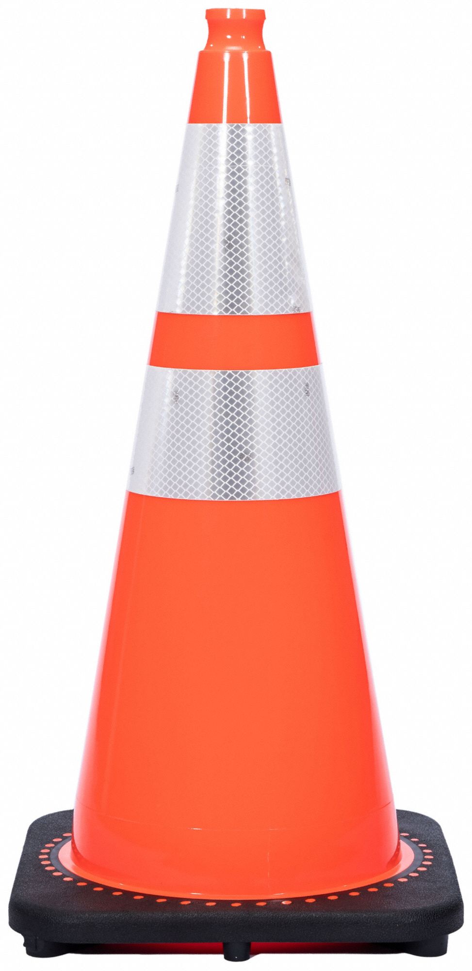 CÔNE DE SIGNALISATION, NUIT OU ROUTE À GRANDE VITESSE, RÉFLÉCHISSANT, 28PO, ORANGE, PVC