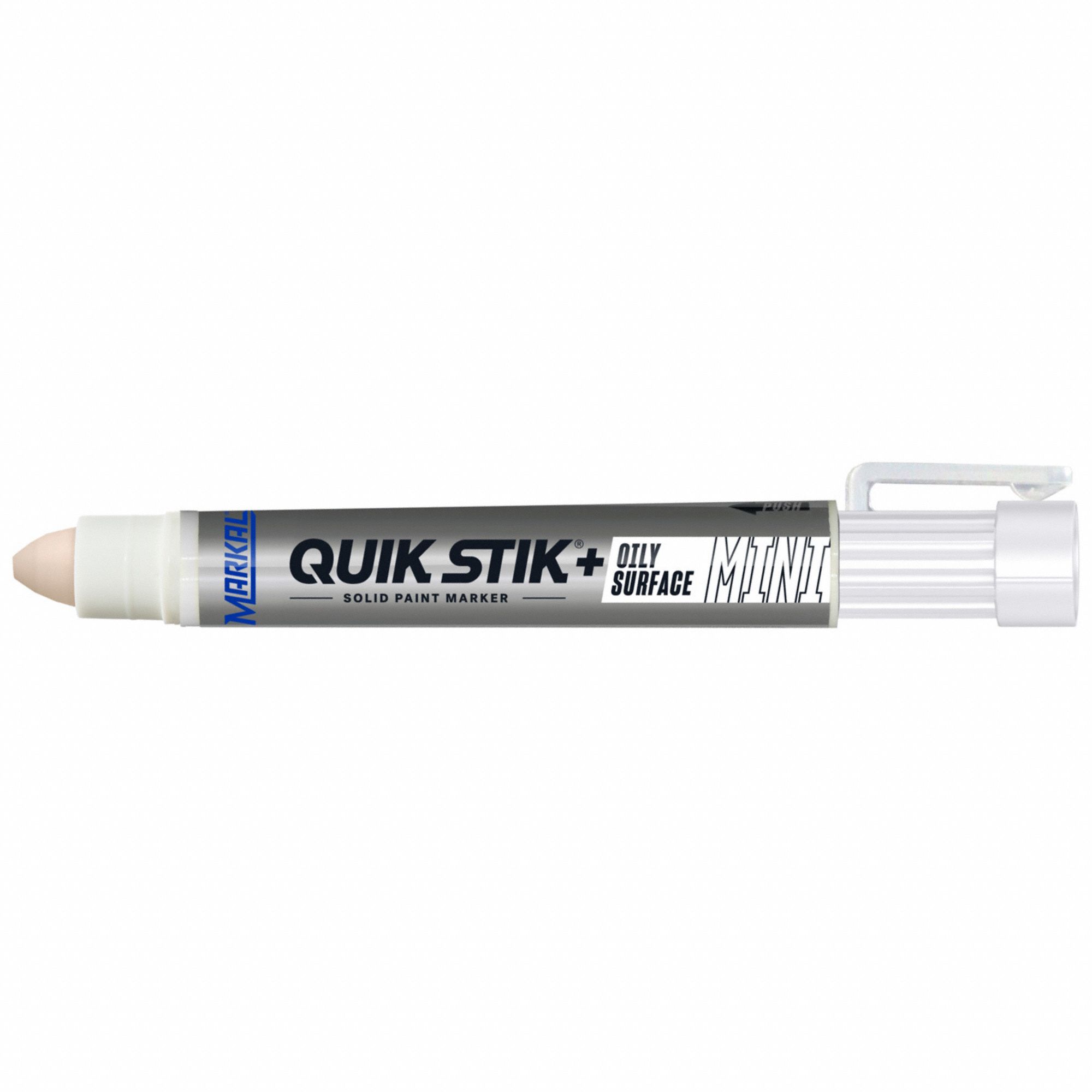Paint Crayon: Oily Surfaces, 8 mm Tip Wd, White, Plastic Holder with  Cap