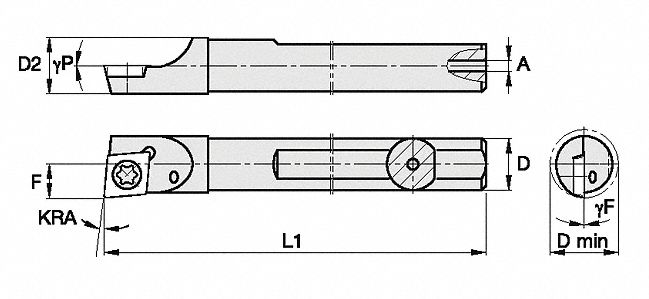Indexable Boring Bar: CD Insert, 80° Diamond, 15° Insert Clearance Angle, 2-1/2 in Overall Lg