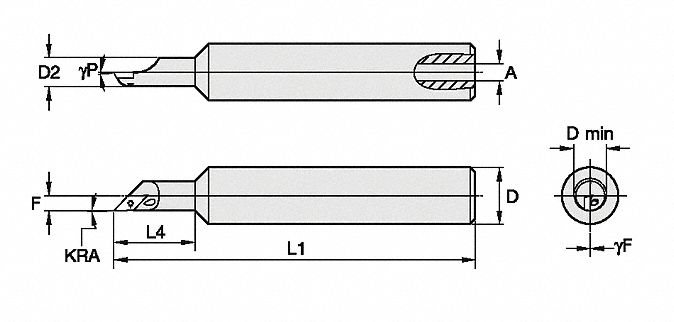 Indexable Boring Bar: 45° Diamond, 11° Insert Clearance Angle, 4 in Overall Lg, 1 Inserts