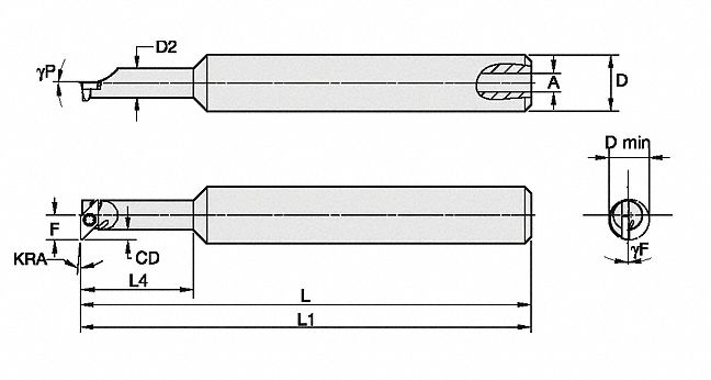 Indexable Boring Bar: 45° Diamond, 11° Insert Clearance Angle, 4 in Overall Lg, 1 Inserts