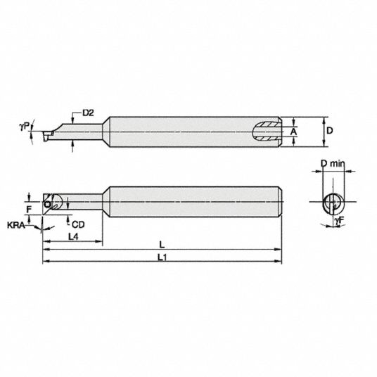 WIDIA Indexable Boring Bar, Insert Shape 45° Diamond, Overall Length 4. ...