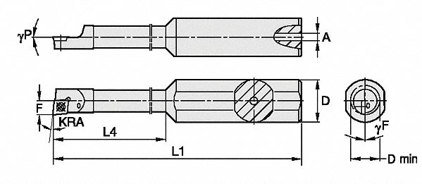 Indexable Boring Bar: CD Insert, 80° Diamond, 15° Insert Clearance Angle, 2-1/2 in Overall Lg