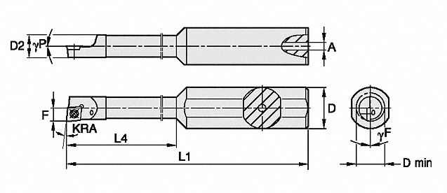 Indexable Boring Bar: CD Insert, 80° Diamond, 15° Insert Clearance Angle, 2-1/2 in Overall Lg