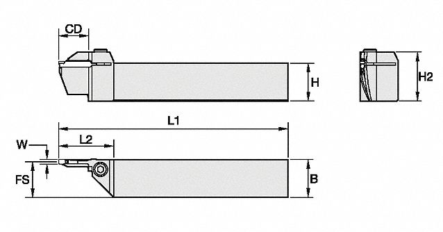 Indexable Thread Turning Tool Holder: Right Hand, 25.15mm Shank Wd
