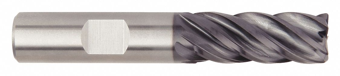 Square End Mill: Carbide, AlTiN Coated, 5 Flute, 1" Mill Dia, 2-1/4" LOC, 5" OAL