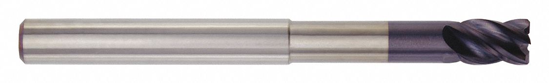 Corner Radius End Mill: Carbide, TiAlN Coated, 4 Flute, 3/4" Mill Dia, 1" LOC
