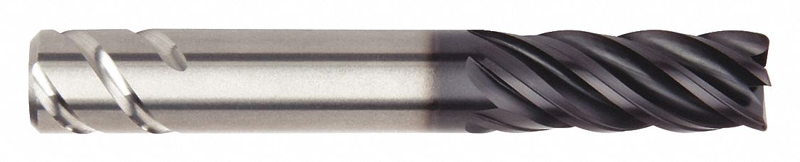 Square End Mill: Carbide, AlTiN Coated, 5 Flute, 1" Mill Dia, 3-1/4" LOC, 6" OAL