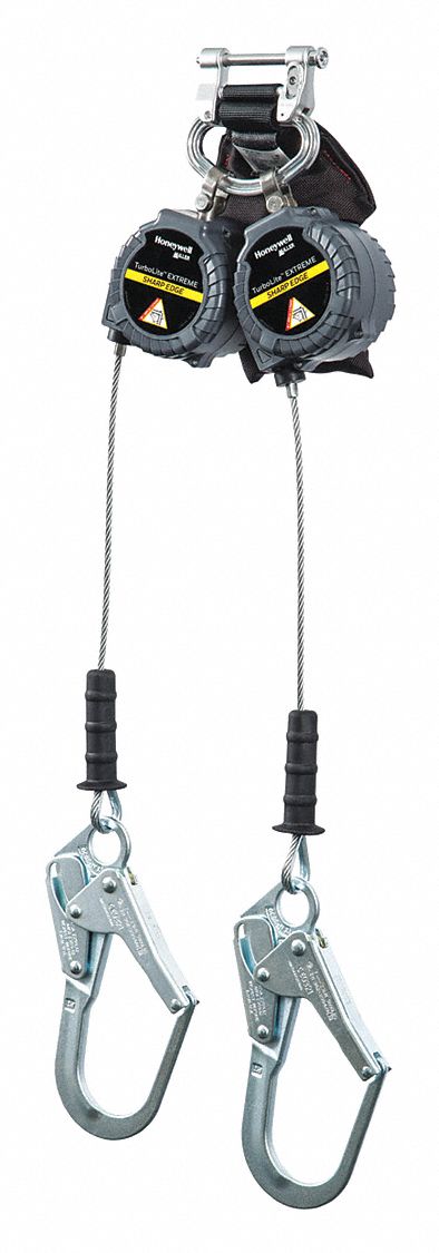 SELF-RETRACTING LIFELINE, 2 LEGS, VISUAL LOAD INDICATOR, 420 LBCAP, GREY, 6 FT