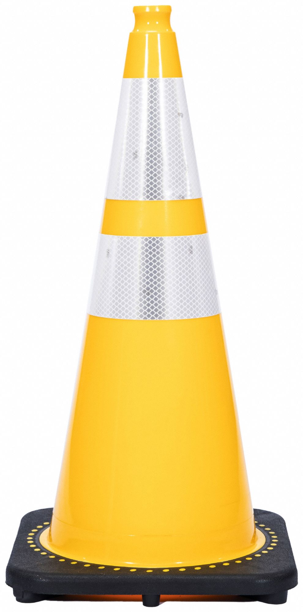 CÔNE DE SIGNALISATION,NON DESTINÉ À ÊTRE UTILISÉ SUR LA ROUTE,RÉFLÉCHISSANT,AVEC POIGNÉE,JAUNE/NOIR,28PO,PVC,7 LB