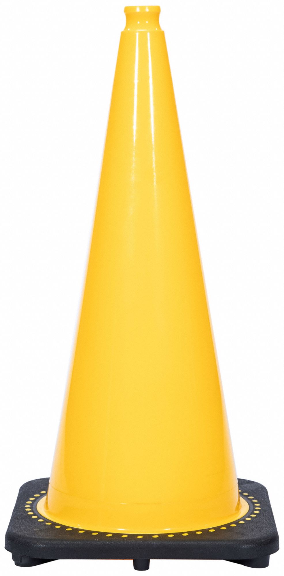 CÔNE DE SIGNALISATION,NON DESTINÉ À ÊTRE UTILISÉ SUR LA ROUTE,NON RÉFLÉCHISSANT,POIGNÉE,28PO,NOIR/JAUNE,7LB