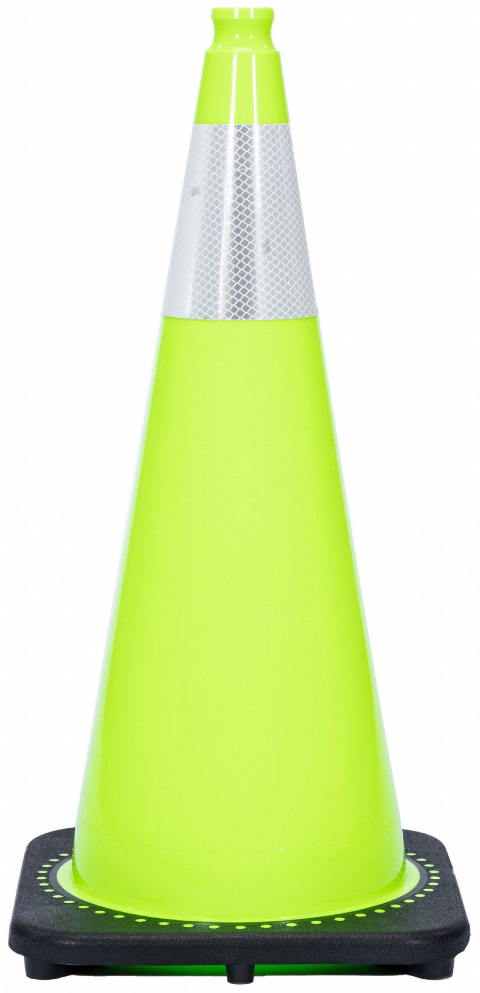 CÔNE DE SIGNALISATION,NON DESTINÉ À ÊTRE UTILISÉ SUR LA ROUTE,RÉFLÉCHISSANT,AVEC POIGNÉE,LIME/NOIR,28PO,PVC,7LB
