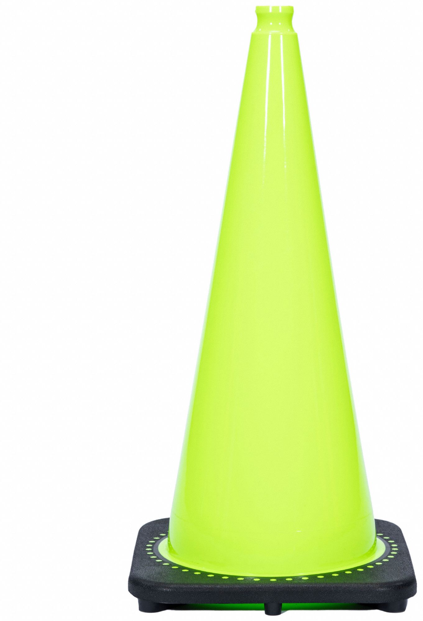 CÔNE DE SIGNALISATION,NON DESTINÉ À ÊTRE UTILISÉ SUR LA ROUTE,NON RÉFLÉCHISSANT,POIGNÉE,28PO,NOIR/LIME,7LB