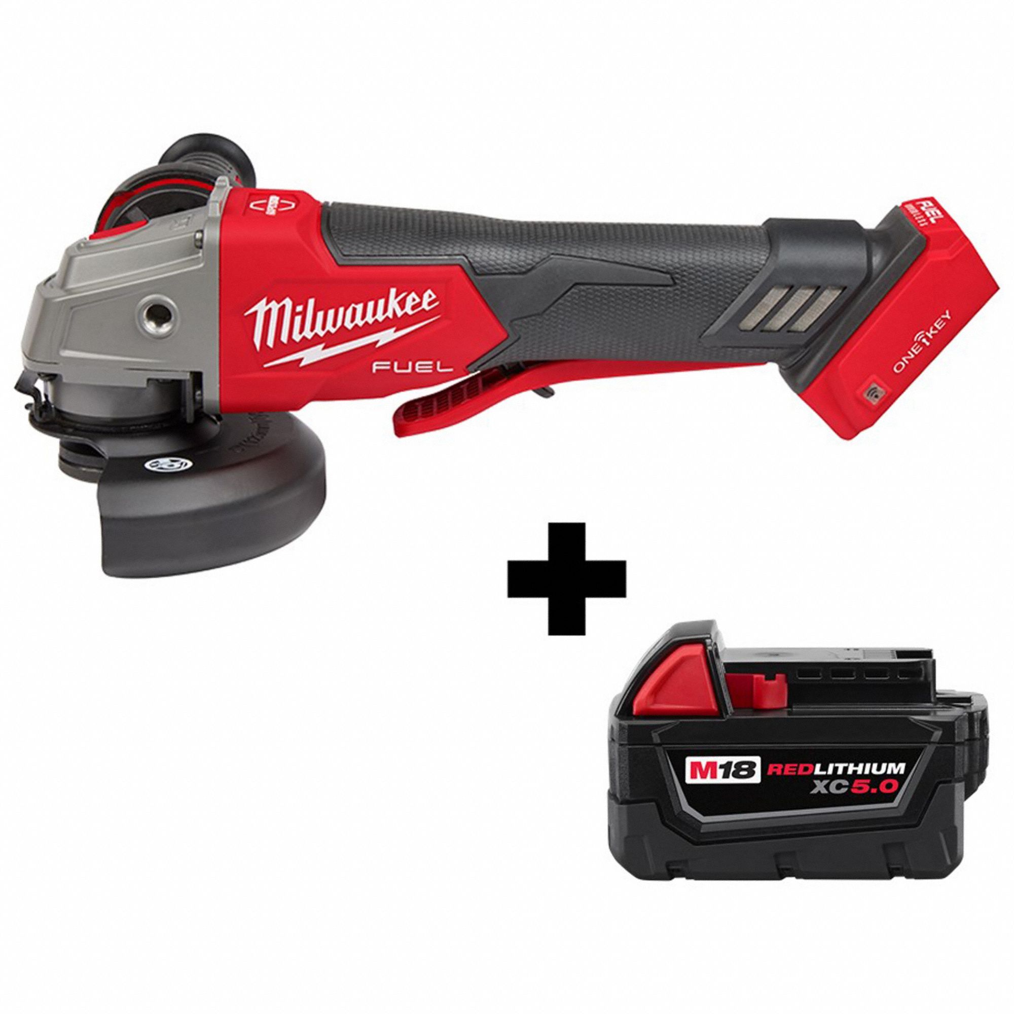 Angle Grinder Kit: 5 in_4 1/2 in Wheel Dia, Brushless Motor, 5.0 Ah, 18V DC, Std Head, M18 FUEL™