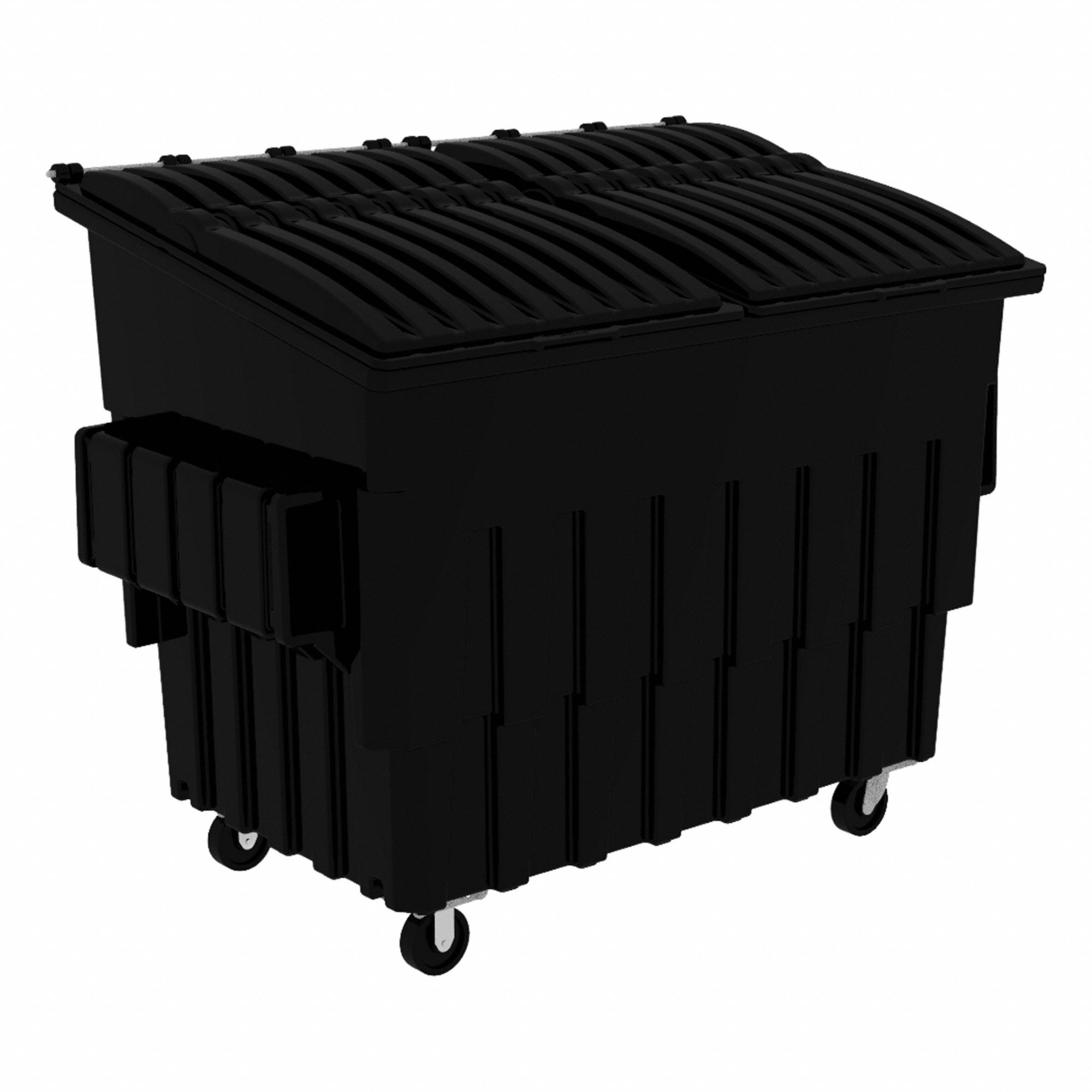 Dumpster: 1, 500 lb Container Capacity, 65 1/8 in Overall Ht, 50 5/8 in Overall Wd, Black