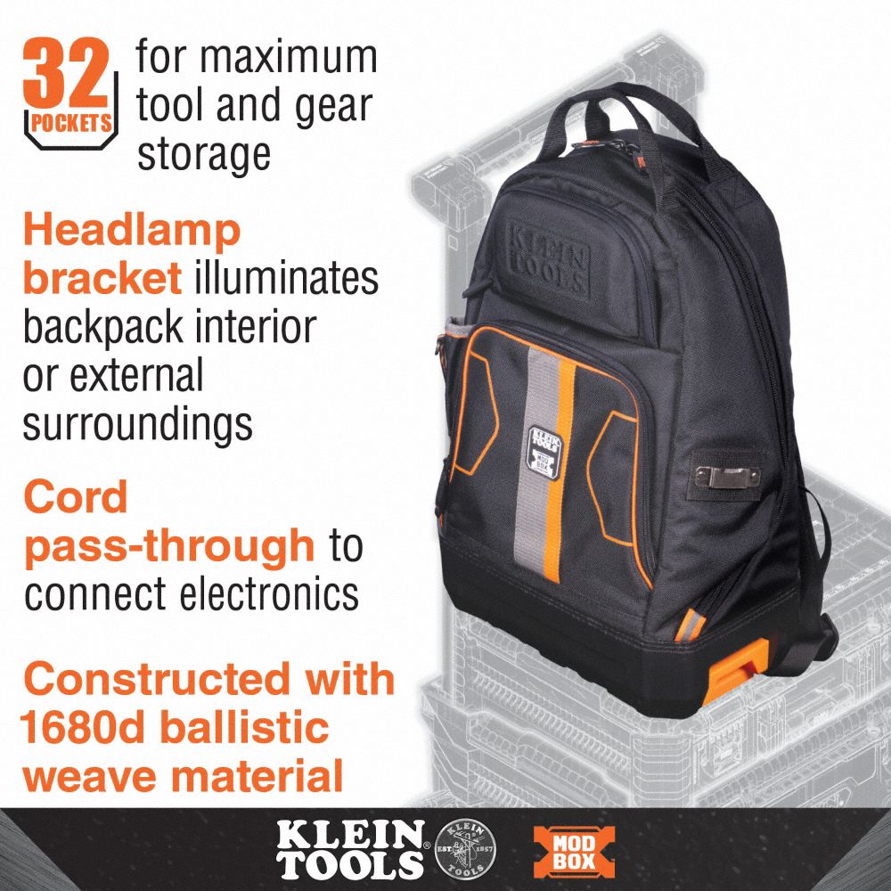 KLEIN TOOLS, 14 1/2 in W x 21 in H x 9 1/2 in D, 1.004 cu ft Storage ...