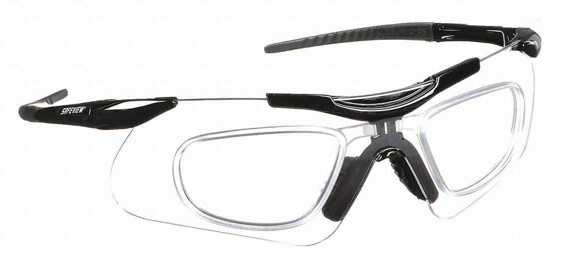 Safety Glasses: Clear Lens, Frameless, Black Frame, Nemesis(TM) Series
