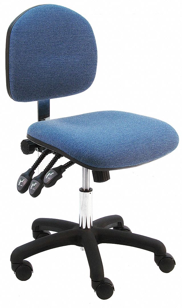 Office Chair: Lincoln, Blue, Fabric Material, 13 1/2 in Back Ht, 19 in Seat Wd, Black Frame