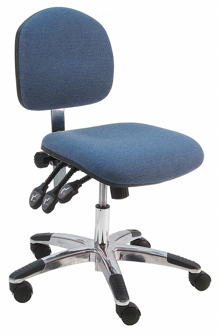Office Chair: Lincoln, Blue, Fabric Material, 13 1/2 in Back Ht, 19 in Seat Wd