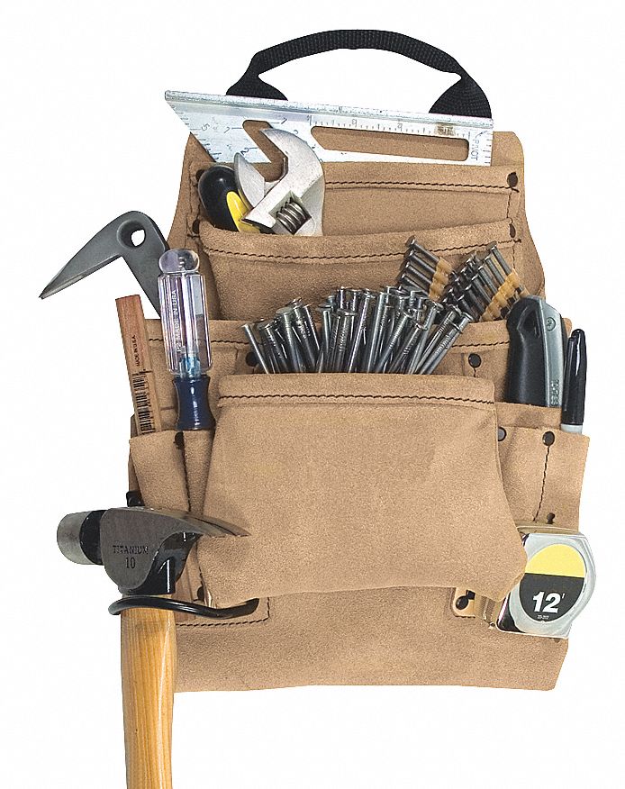 CAISSE OUT,CHARPENTIER,10 POCHES,BEIGE,16 3/4 X 10 PO,S'ADAPTE À LA CEINTURE DE 2 1/4 PO,DAIM,MÉT,ST
