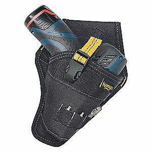 IMPACT DRIVER HOLSTER, HOOK/LOOK BACKING, 1 POCKET, BLACK, 1 X 8 3/4 X 6.19 IN, POLYESTER
