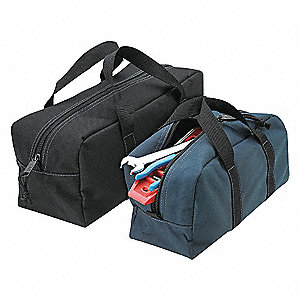 UTILITY TWO-BAG COMBO, WITH WEB CARRY HANDLES/REINFORCED BOTTOM, BLACK/BLUE, POLYESTER