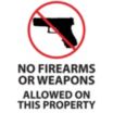 No Firearms or Weapons Allowed On This Property Signs