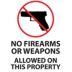 No Firearms or Weapons Allowed On This Property Signs