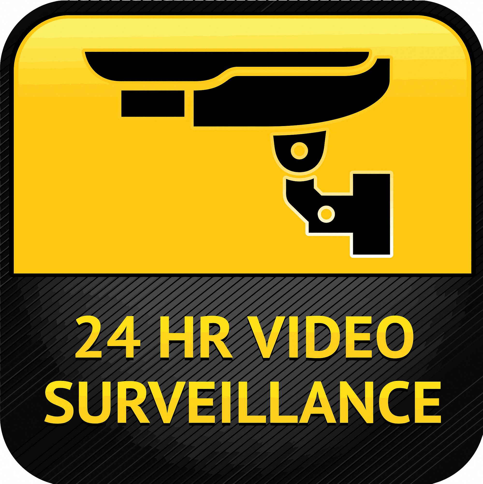 SECURITY WINDOW DECALS, ADHESIVE MOUNT, 4 IN X 4 IN NOMINAL SIGN SIZE, 0.025 IN THICK, 2 PK, 24 HR VIDEO SURVEILLANCE