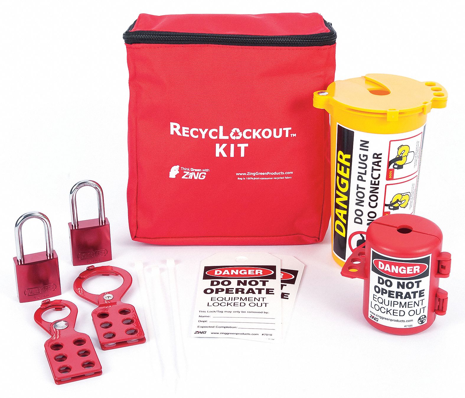Lockout Kit, Filled, Electrical Lockout, 7" x 9" Grainger