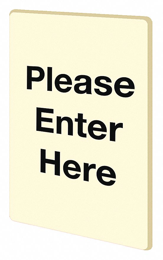 ACRYLIC SIGN, PLEASE ENTER, POST BRACKET, IVORY, 7 X 11 IN