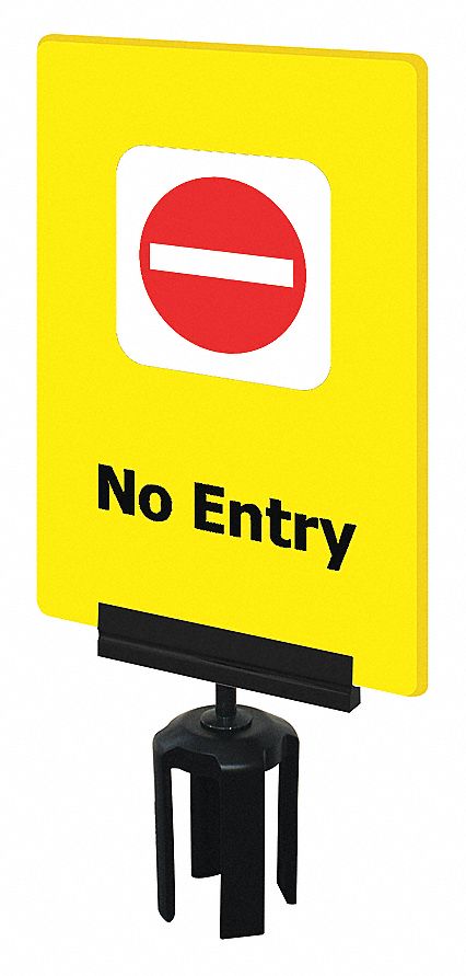 ACRYLIC SIGN, NO ENTRY, POST BRACKET, YELLOW, 7 X 11 IN