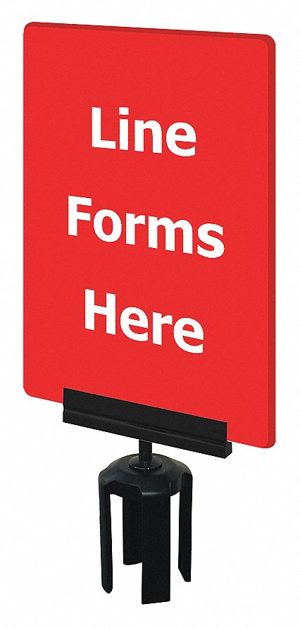 ACRYLIC SIGN, LINE FORMS HERE, POST BRACKET, RED, 7 X 11 IN