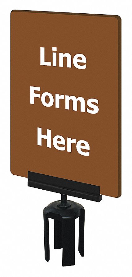 ACRYLIC SIGN, LINE FORMS HERE, POST BRACKET, GREY, 7 X 11 IN