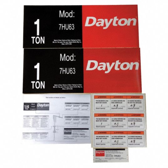 DAYTON Jib Crane Label Kit For 7HU63 28CH8228CH82 Grainger