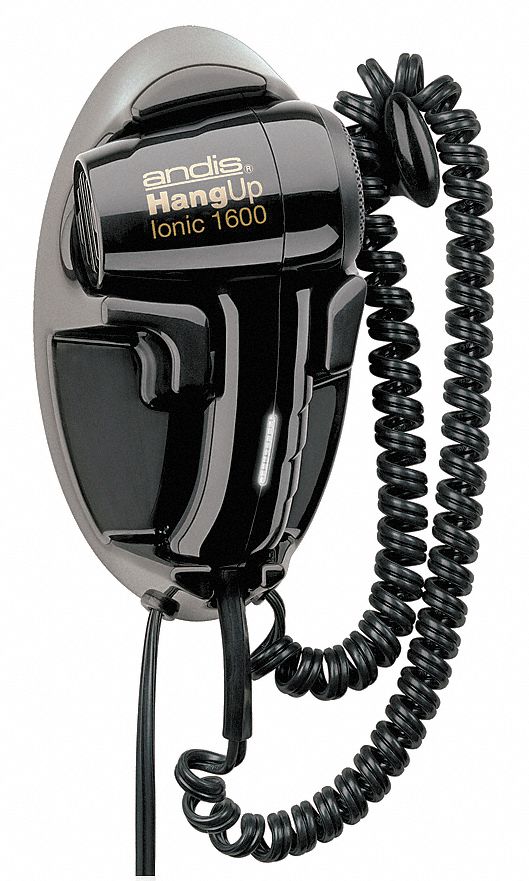 ANDIS Hair Dryer, Wall Mounted, Black, 1600 Watts 28CK20HD5L Grainger