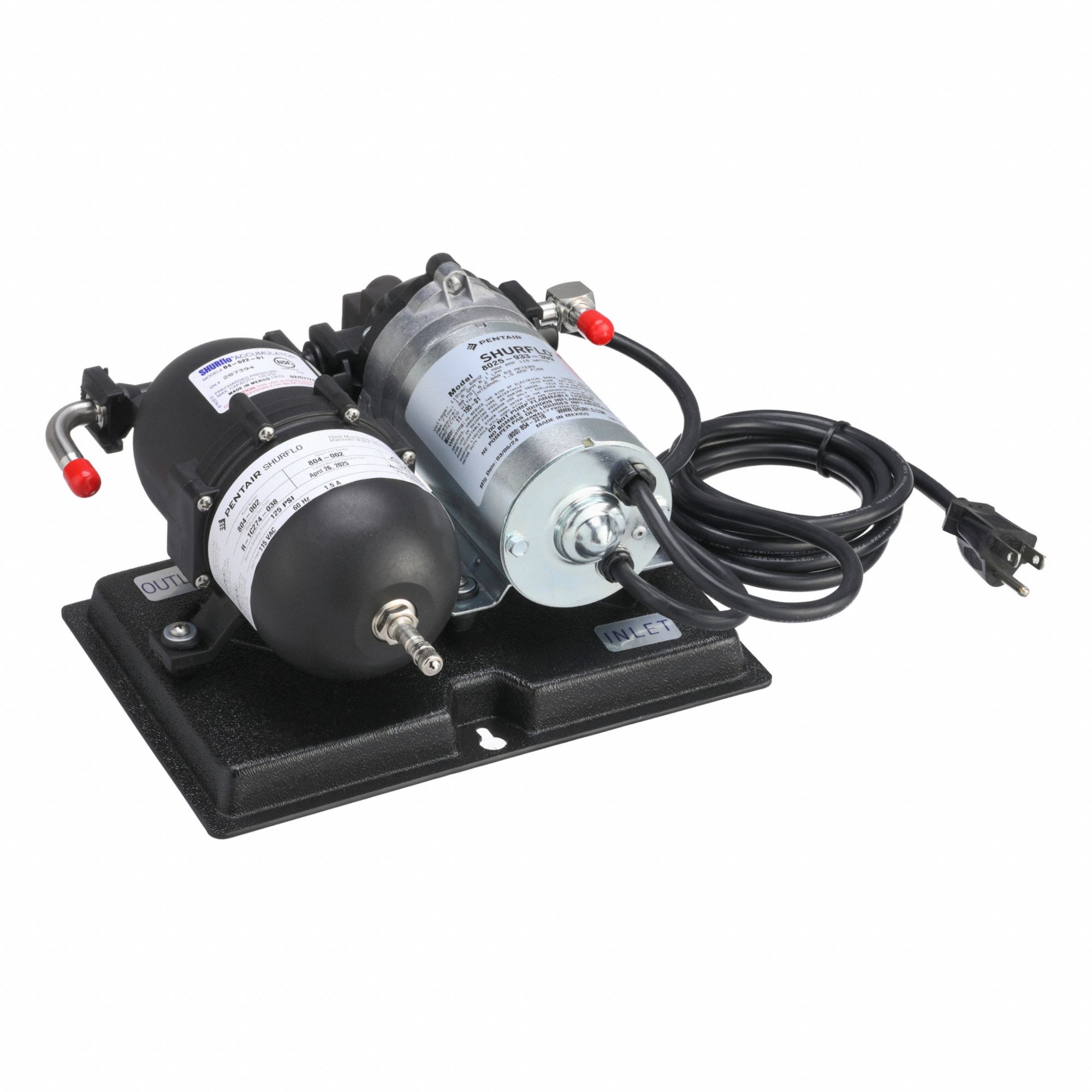 Booster Pump System: 115V AC, 1/3 hp Horsepower, 3/8 in Barbed, 3/8 in Barbed