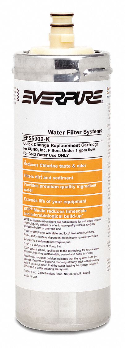 Quick-Connect Water Filter: 5 micron, 1 gpm, 4, 000 gal, 10 1/2 in Overall Ht