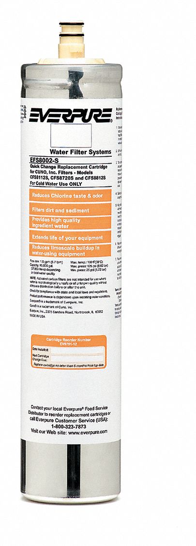 Quick-Connect Water Filter: 5 micron, 1.5 gpm, 10, 000 gal, 14 in Overall Ht