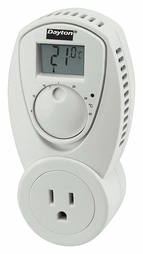DAYTON LINE VOLTAGE THERMOSTAT,LCD,CELSIUS - Portable Heating and Cooling  Plug-In Line Voltage Thermostats - GGE15F626 | 15F626 - Grainger, Canada