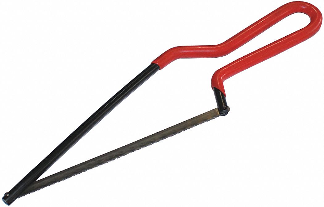 MINI HACKSAW, STEEL/RUBBER, 32 TPI, 10 IN L, 6 IN BLADE L, CUTS WOOD/PLASTER