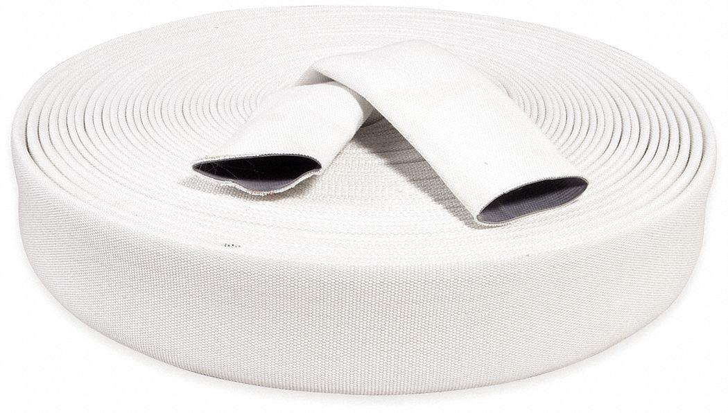 WATER DISCHARGE HOSE: 1½ IN HOSE INSIDE DIA., 100 FT HOSE LG, 125 PSI, WHITE