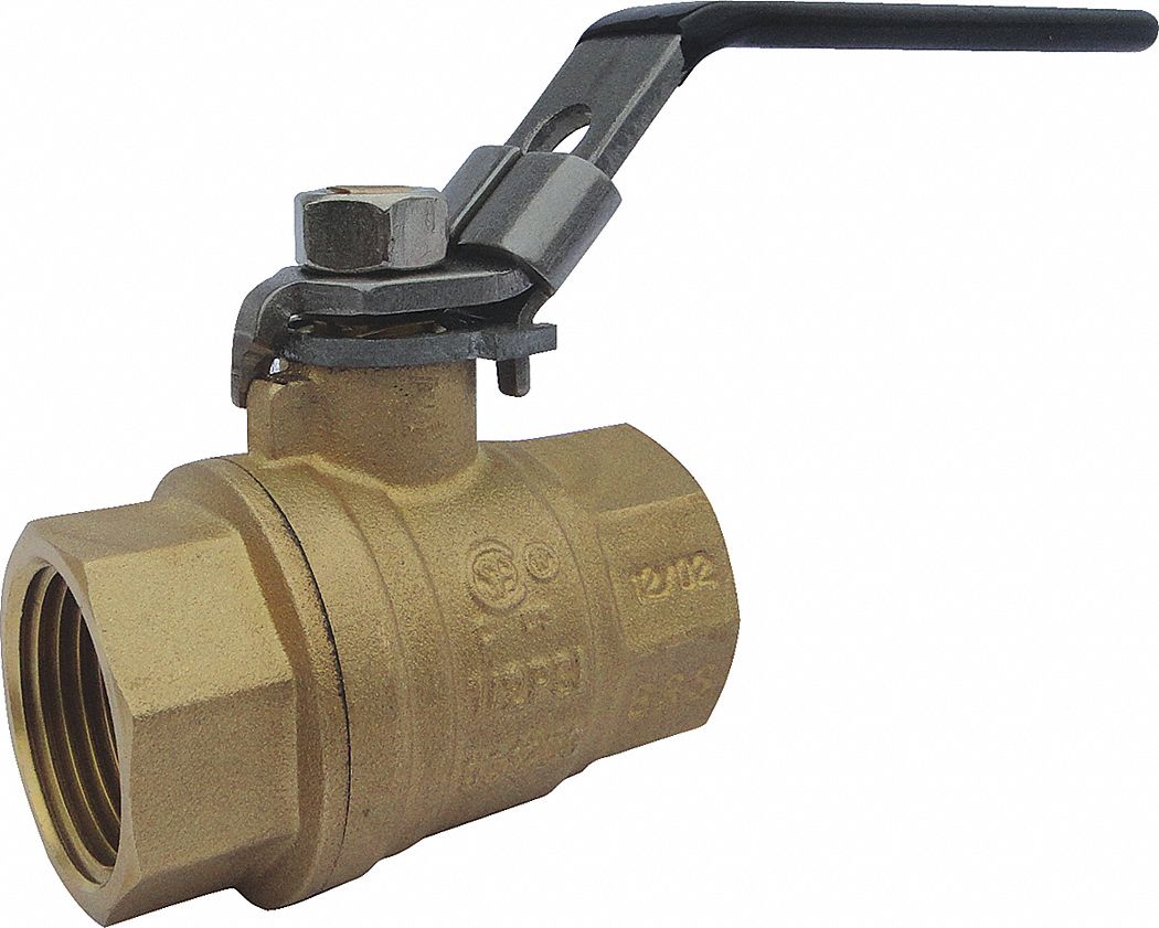 MANUAL TWO-WAY BALL VALVE: ⅜ IN, BRASS, STRAIGHT, FNPT X FNPT, FULL PORT BALL PORT