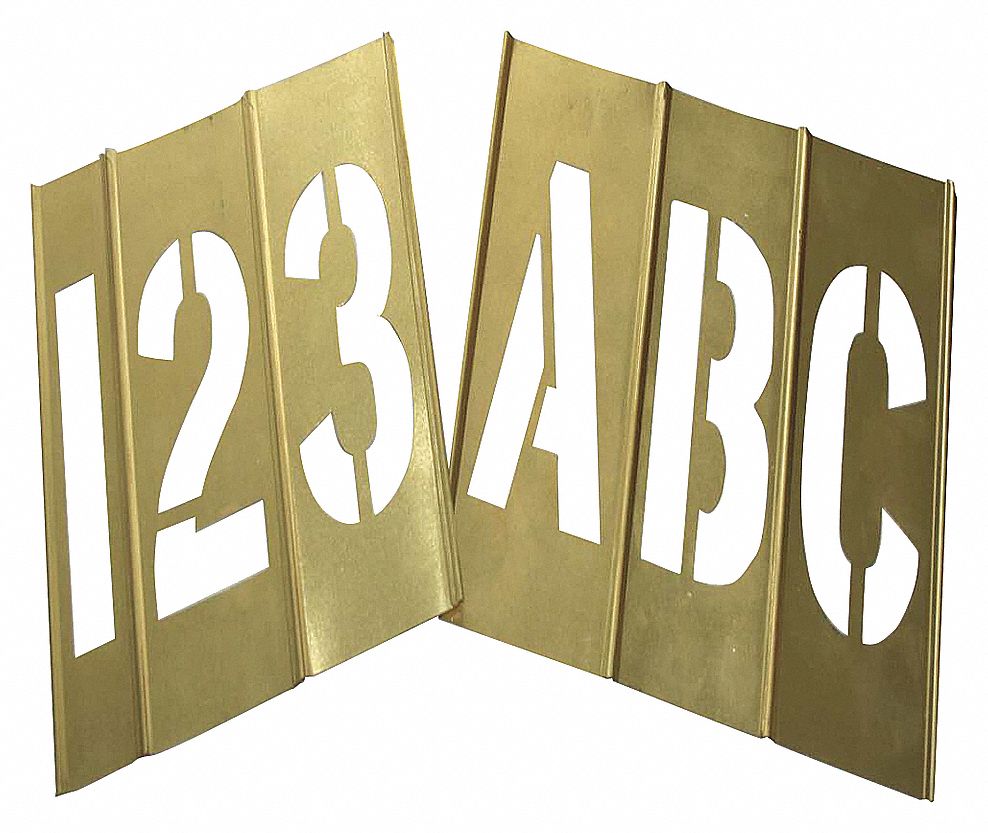 APPROVED VENDOR STENCIL NUMB + LTR KIT 6 IN BRASS,9 - Stencils and ...