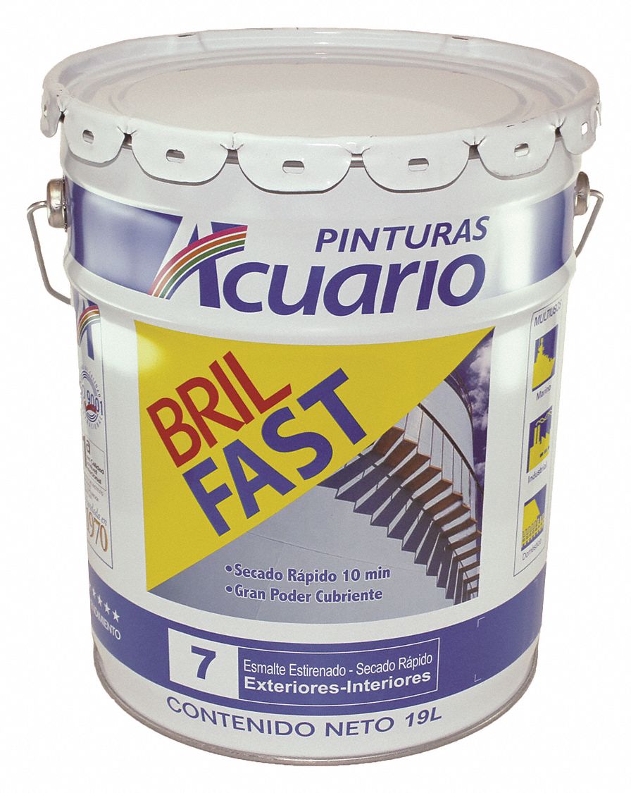 PINTURAS ACUARIO Esmalte Secado Rápido, Acabado Brillante, Color Azul  Holandés, 19 L - Pinturas para Exterior - 28M630 | EB62890 - Grainger México