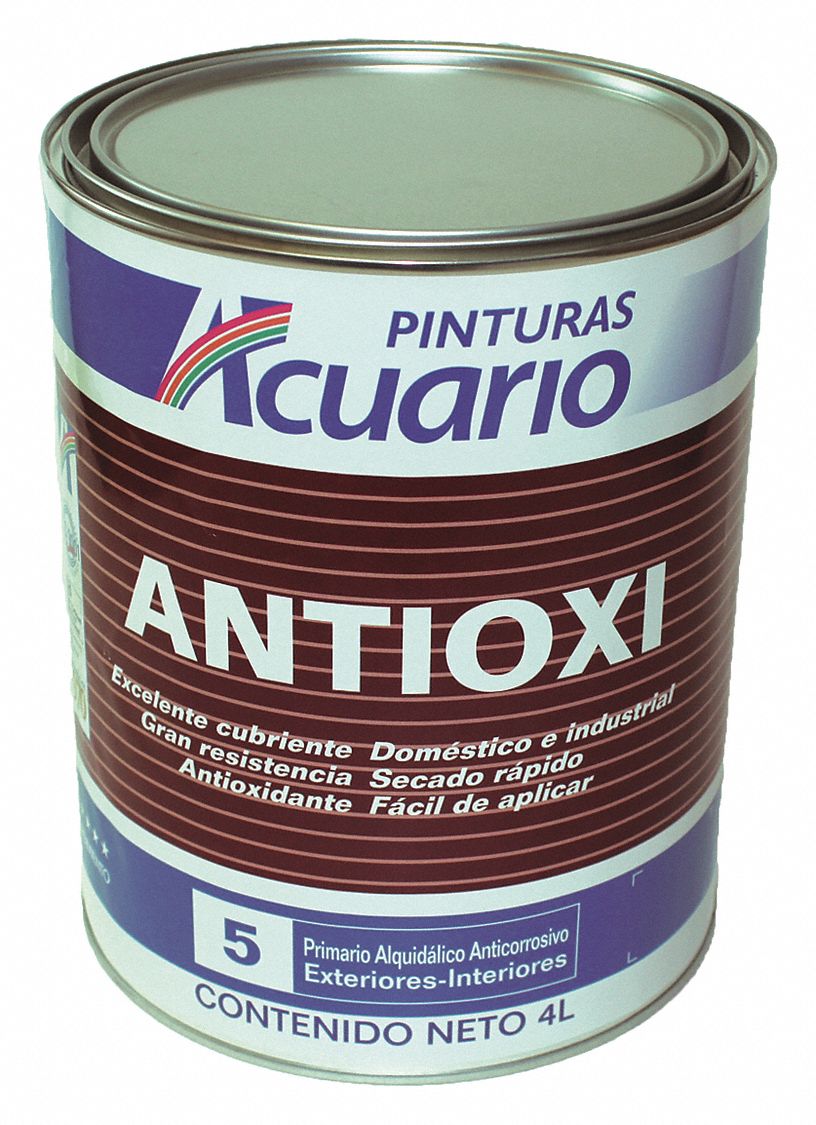 PINTURAS ACUARIO Esmalte Primario Color Rojo Óxido 4 L, Cobertura 6 a 7  mts2/Lt, Acabado Mate - Imprimadores para Pintura, Selladores y  Reformadores de Óxido - 28M692 | PA92840 - Grainger México