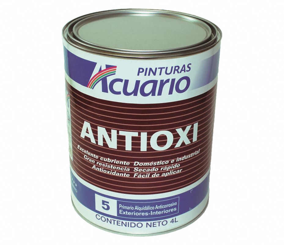 PINTURAS ACUARIO Esmalte Primario Color Rojo Óxido 4 L, Cobertura 6 a 7  mts2/Lt, Acabado Mate - Imprimadores para Pintura, Selladores y  Reformadores de Óxido - 28M692 | PA92840 - Grainger México