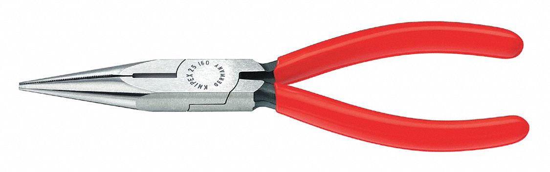 Alicates de joyería de acero al carbono, pinzas punta de aguja lisa y  cortador de alambre, rojo, 132 mm. 1 unidad. – TuBisutería